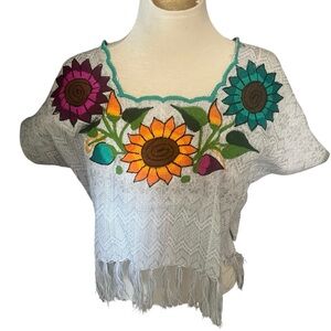 Floral Embroidered Women's Sweater - White From Mexico
